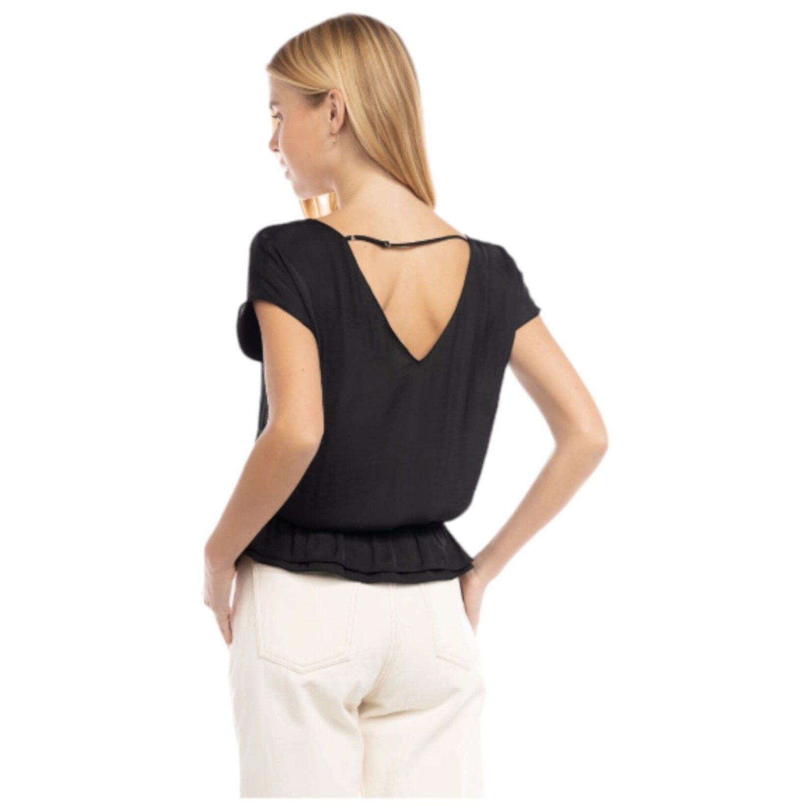 NAKED ZEBRA NAKED ZEBRA V-NECK CAP SLEEVE TOP VB114449