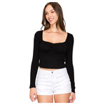 POPULAR 21 POPULAR 21 SWEETHEART NECKLINE SWEATER HACCI RIBBED LONG SLEEVE TOP TZ9404