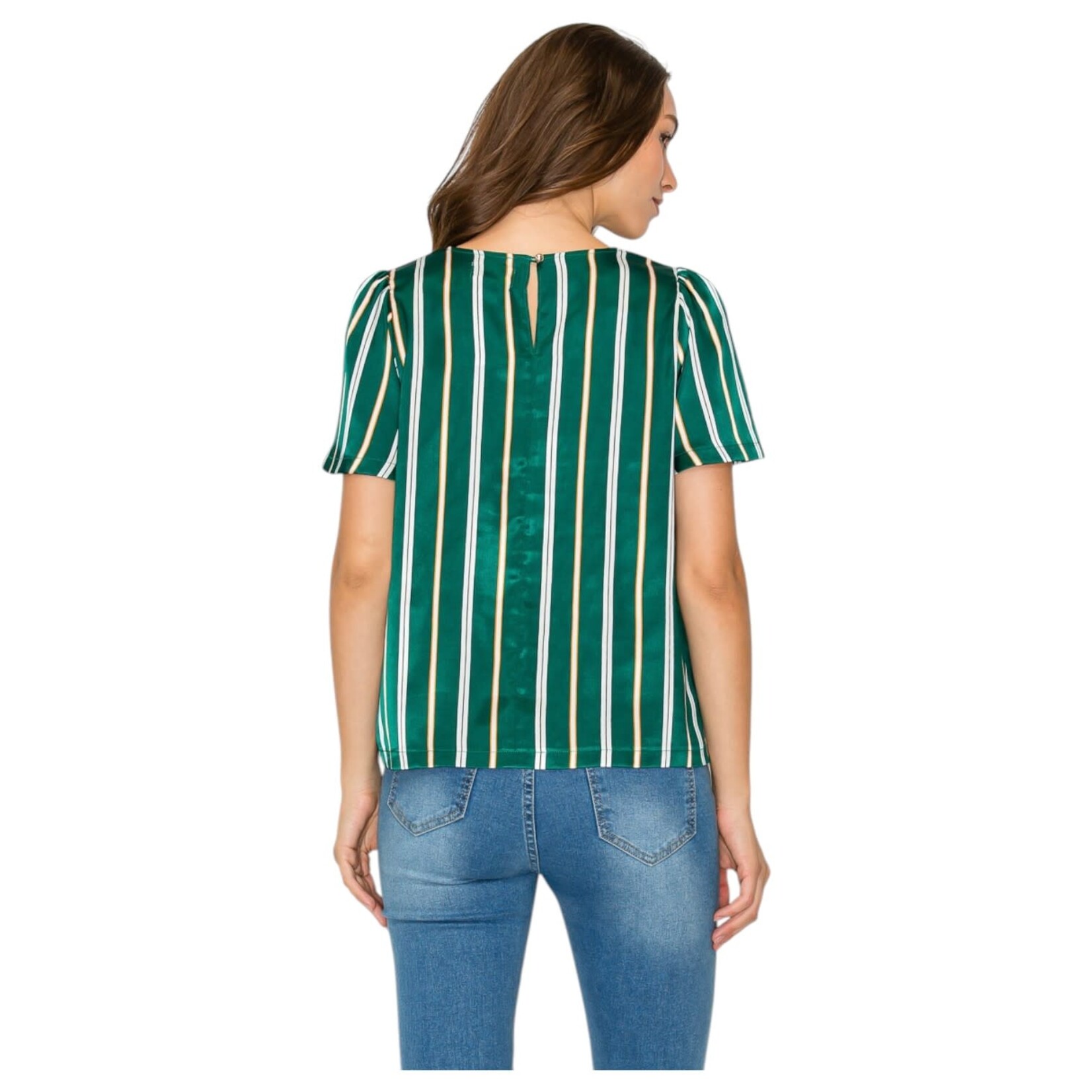 DNA DNA SATIN STRIPE SHORT SLEEVE TOP 4437T-24013