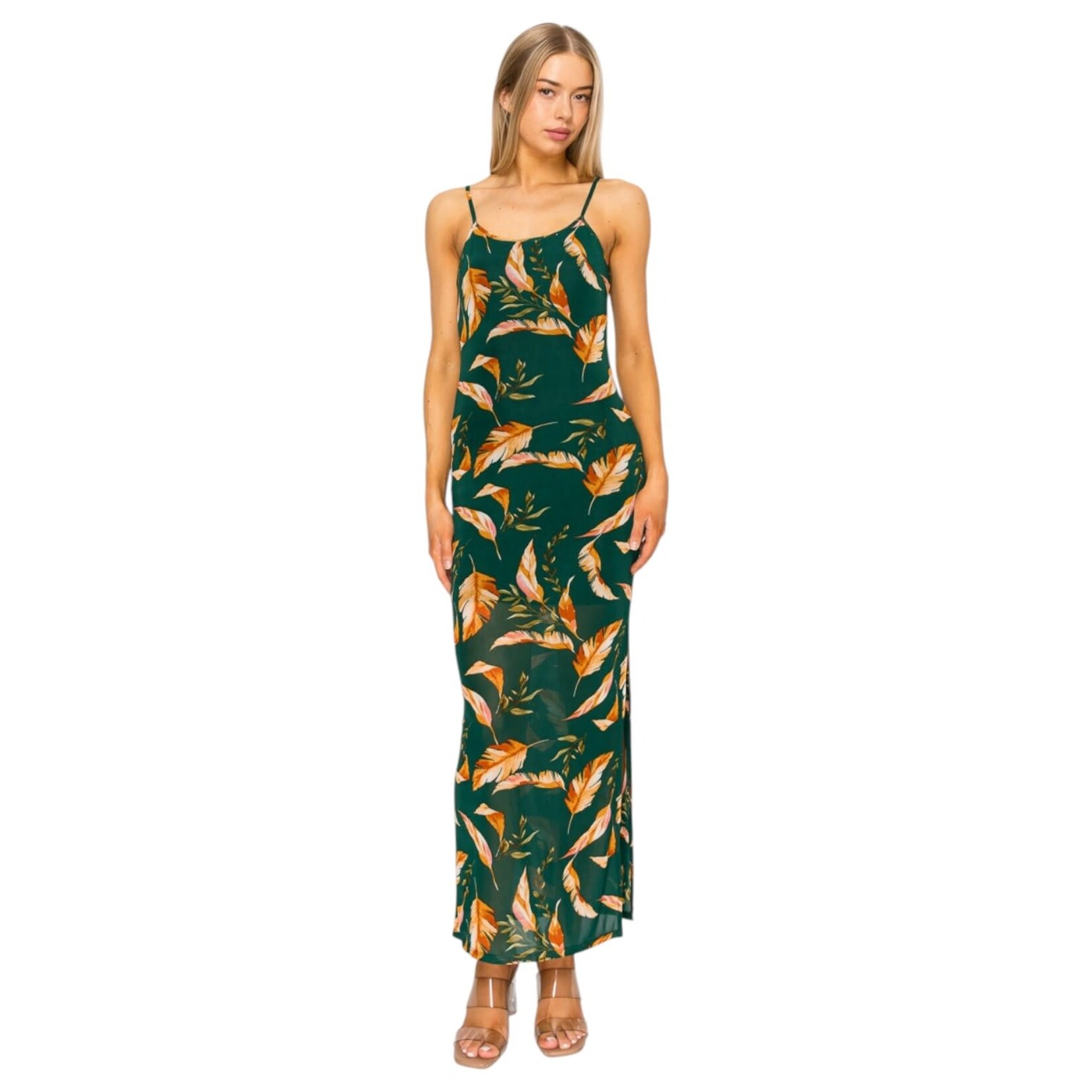 DNA DNA FEATHER PRINT CAMI MAXI DRESS 5426D-24143