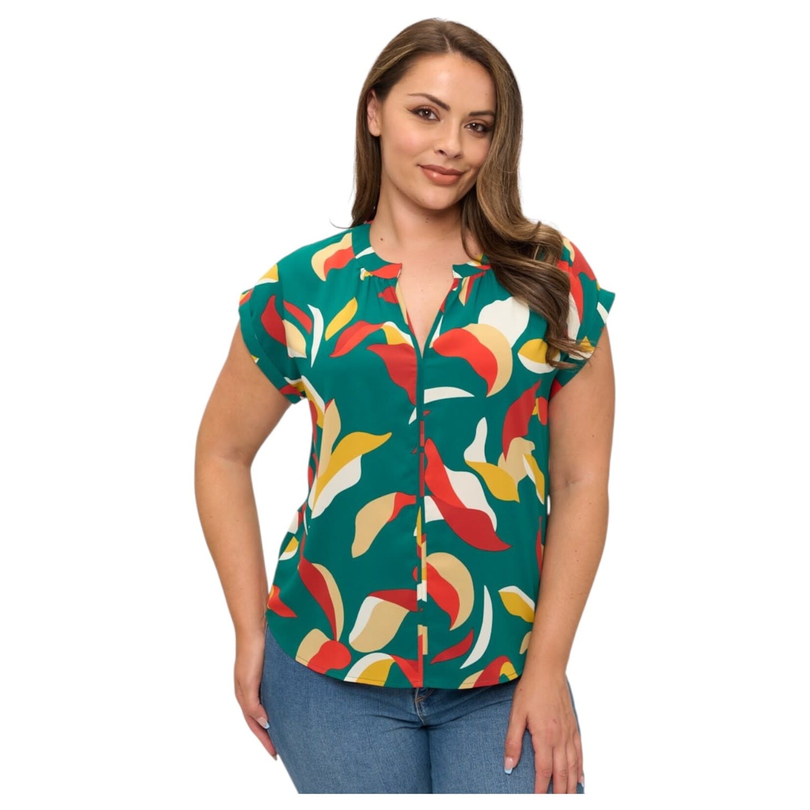 DNA DNA PLUS PRINTED CAP SLEEVE TOP 6426XT-23007