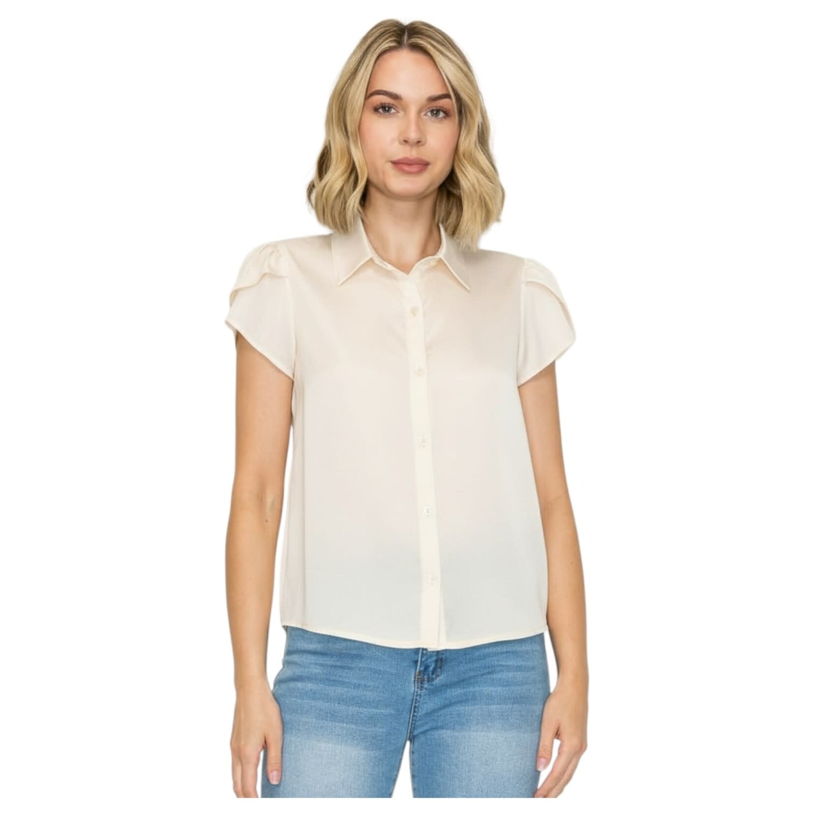 DNA DNA SHORT SLEEVE BUTTON UP TOP 5478B-24174