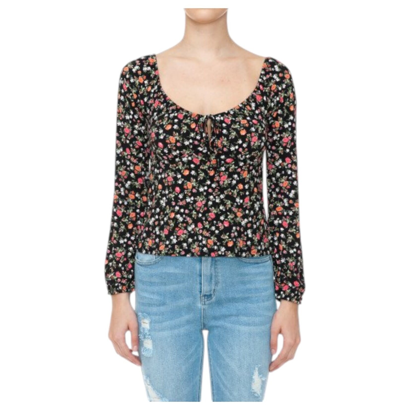 AMBIANCE APPAREL AMBIANCE FLORAL LONG SLEEVE TOP 74647-1