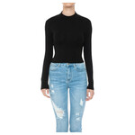 AMBIANCE APPAREL AMBIANCE BRUSHED MOCK NECK LONG SLEEVE CROP TOP 74683