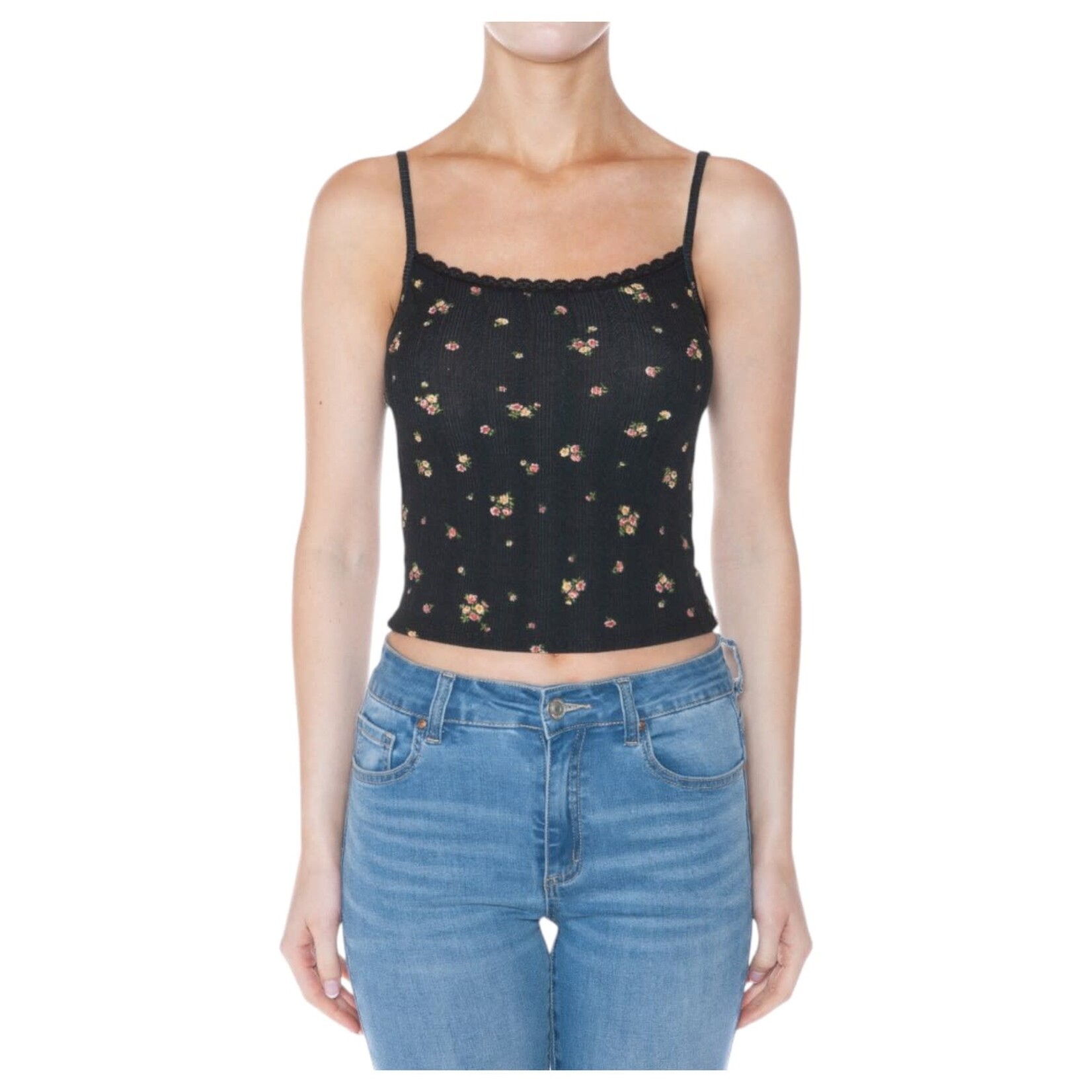 AMBIANCE APPAREL AMBIANCE FLORAL RIBBED CAMI TOP 76171-1