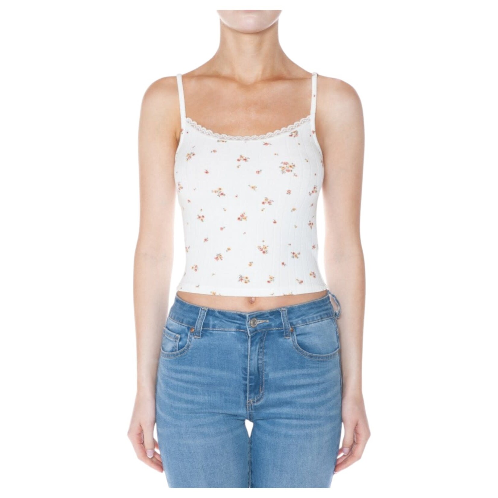 AMBIANCE APPAREL AMBIANCE FLORAL RIBBED CAMI TOP 76171-1