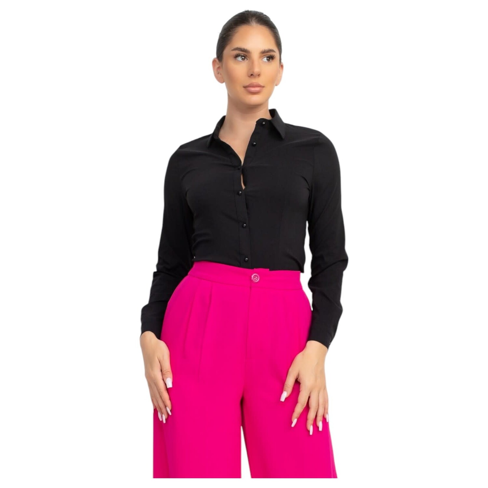 IRIS IRIS LONG SLEEVE BUTTON DOWN SHIRT HMT55864DW