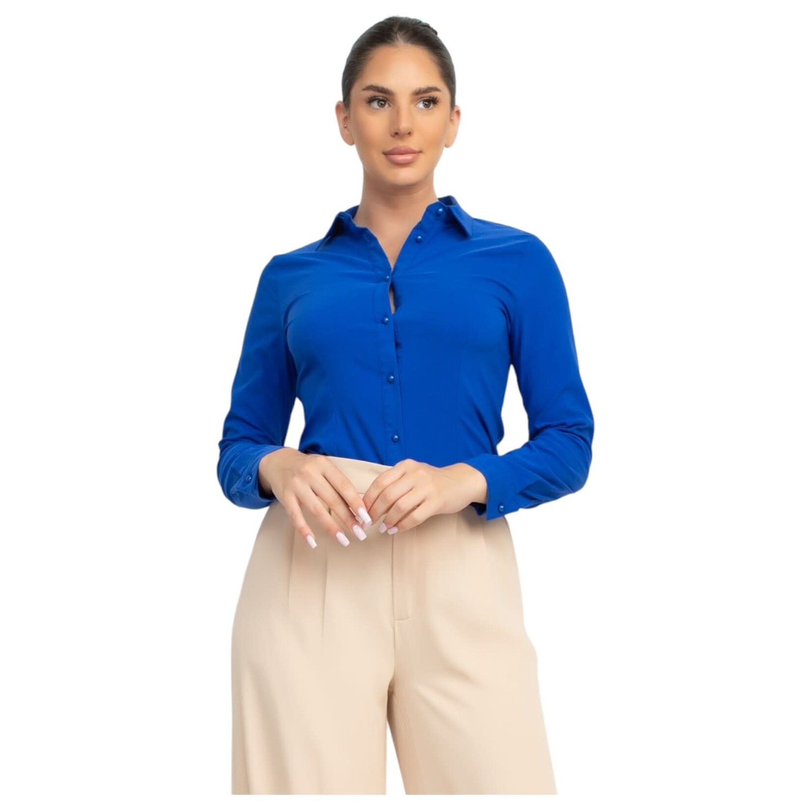 IRIS IRIS LONG SLEEVE BUTTON DOWN SHIRT HMT55864DW