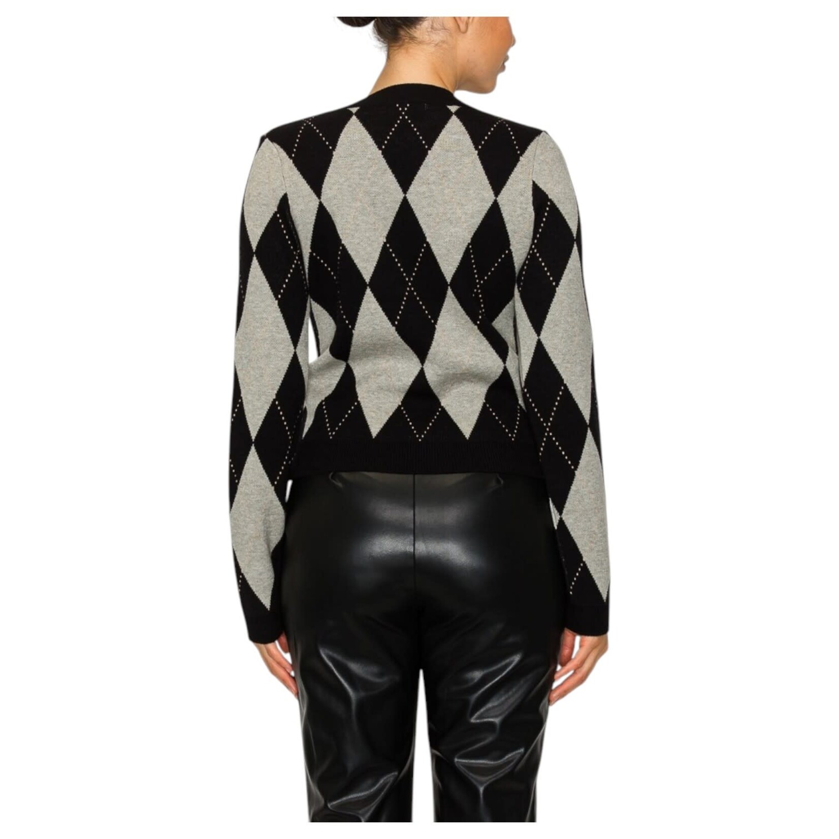 IRIS IRIS ARGYLE PATTERN LONG SLEEVE SWEATER HMSW50680