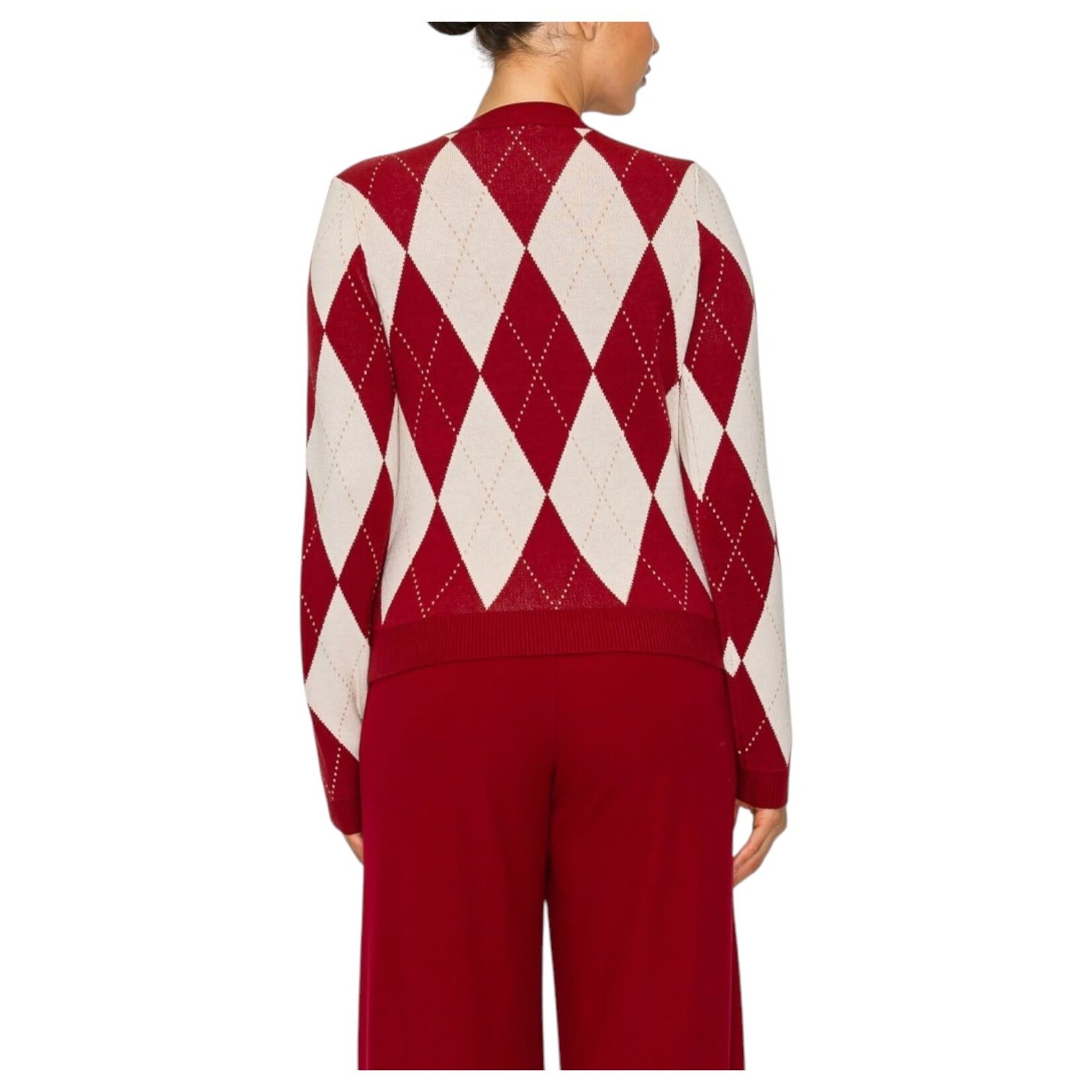 IRIS IRIS ARGYLE PATTERN LONG SLEEVE SWEATER HMSW50680