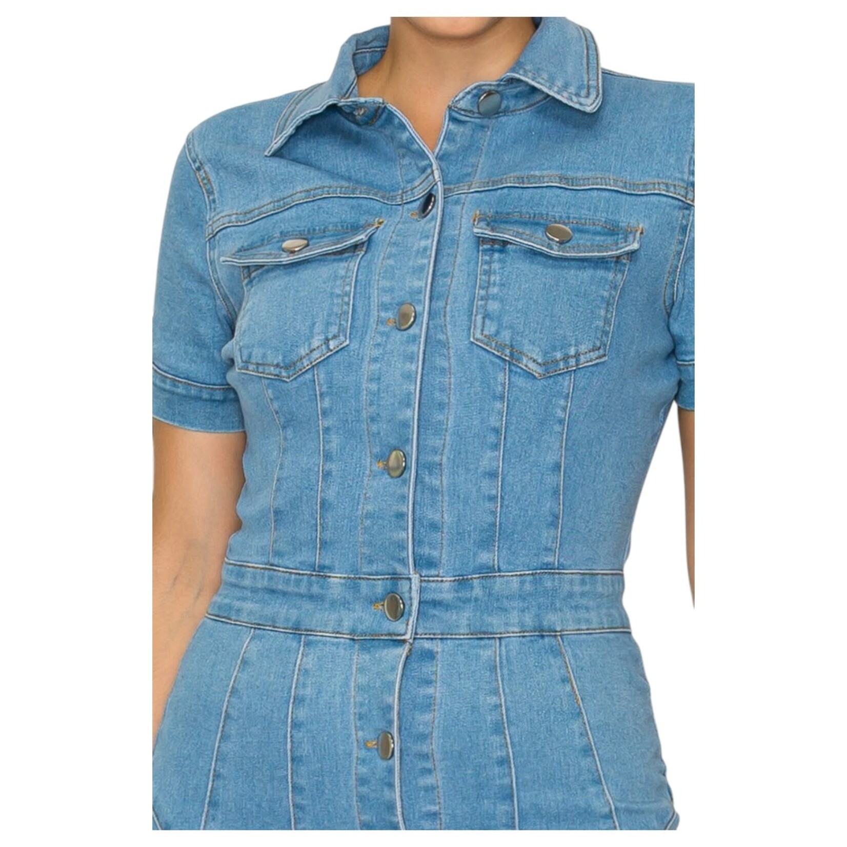 IRIS IRIS COLLAR FITTED BUTTON UP MINI DRESS HMD14501