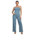 IRIS IRIS ELASTIC TUBE WIDE LEG DENIM JUMPSUIT HMP40893