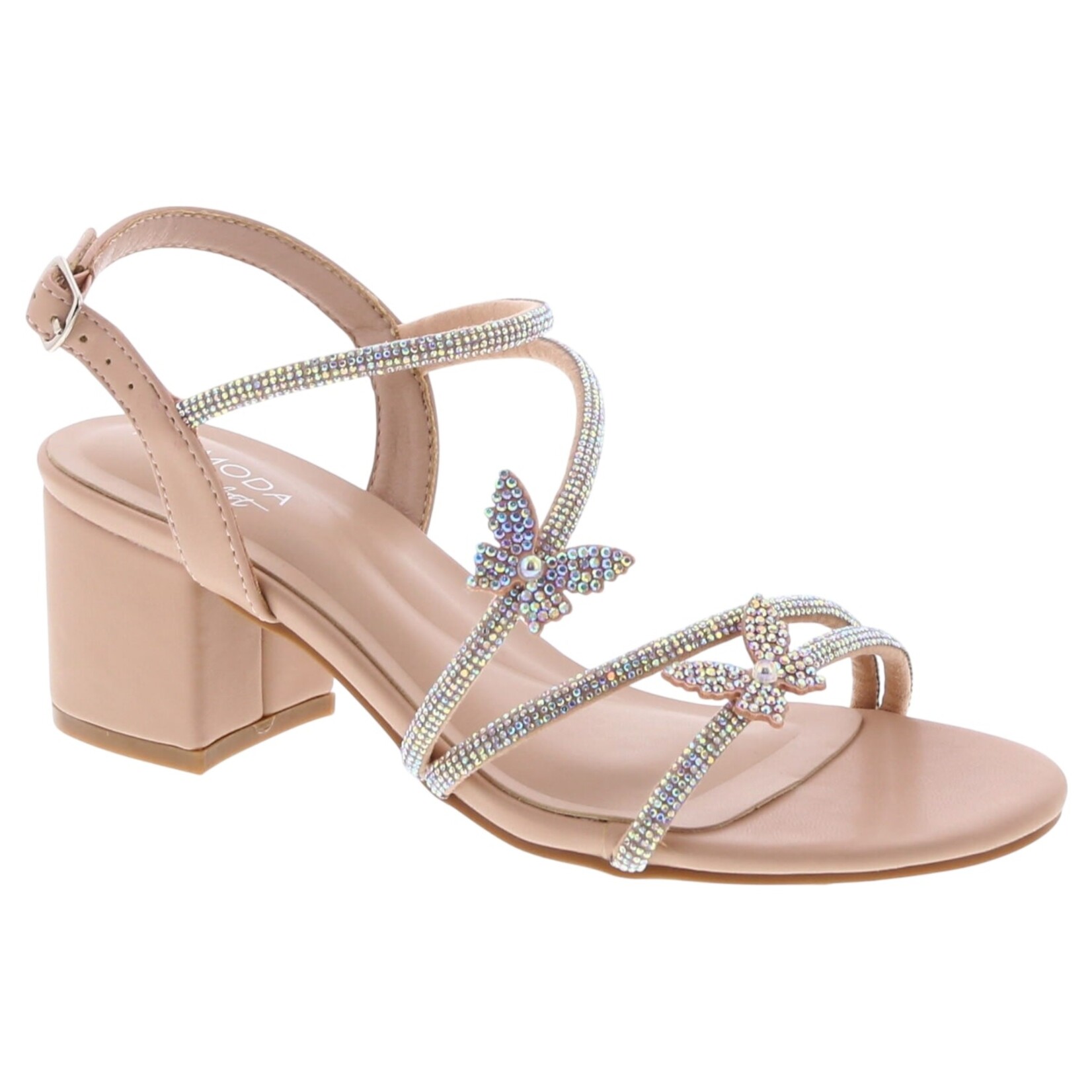TOP MODA TOP MODA RHINESTONE BUTTERFLY BLOCK HEELS MISHA-6