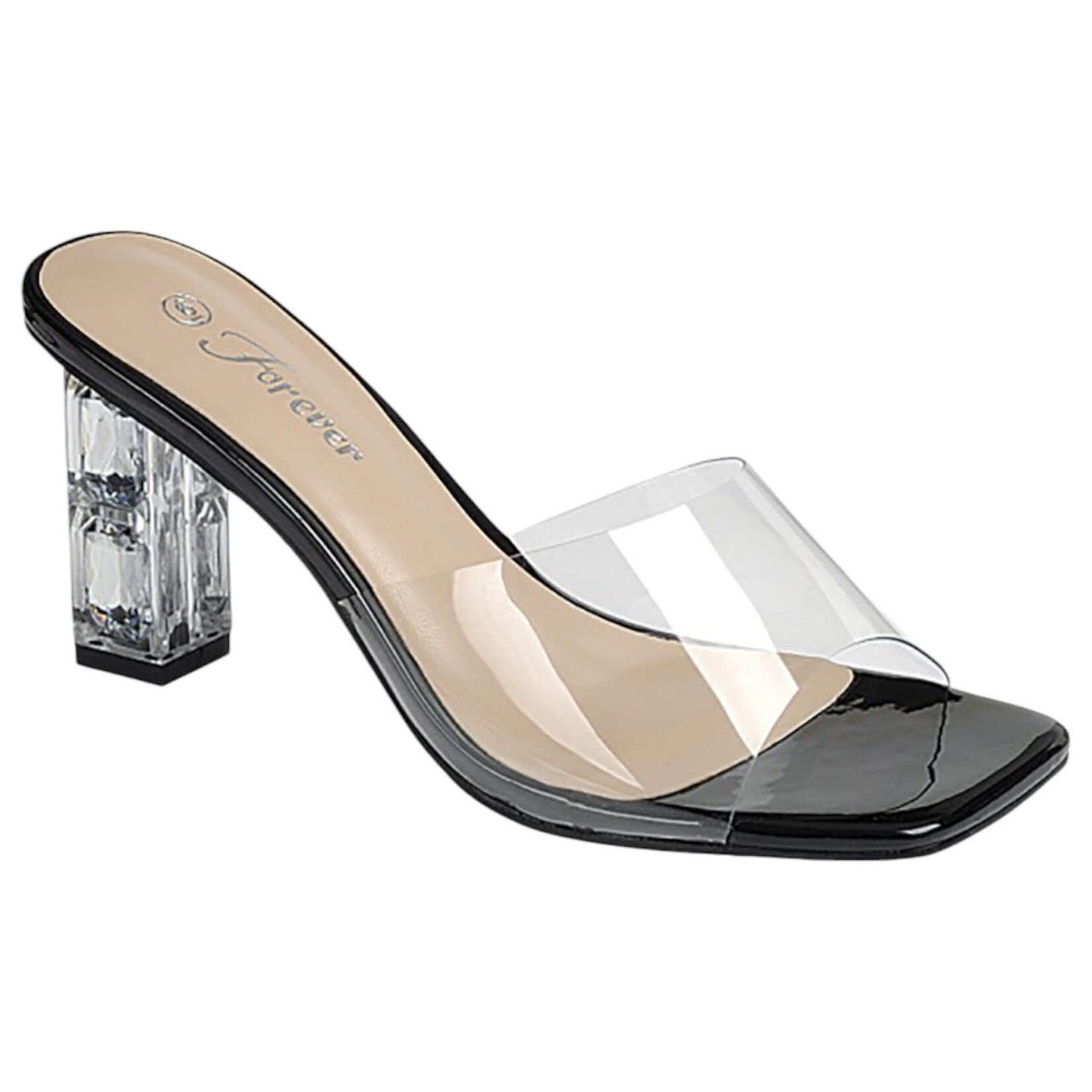 FOREVER FOREVER CLEAR BAND SLIDE CLEAR BLOCK HEEL RIGHT-06