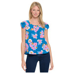 DNA DNA BUBBLE CREPE FLORAL PRINT CAP SLEEVE TOP 3419T-17020