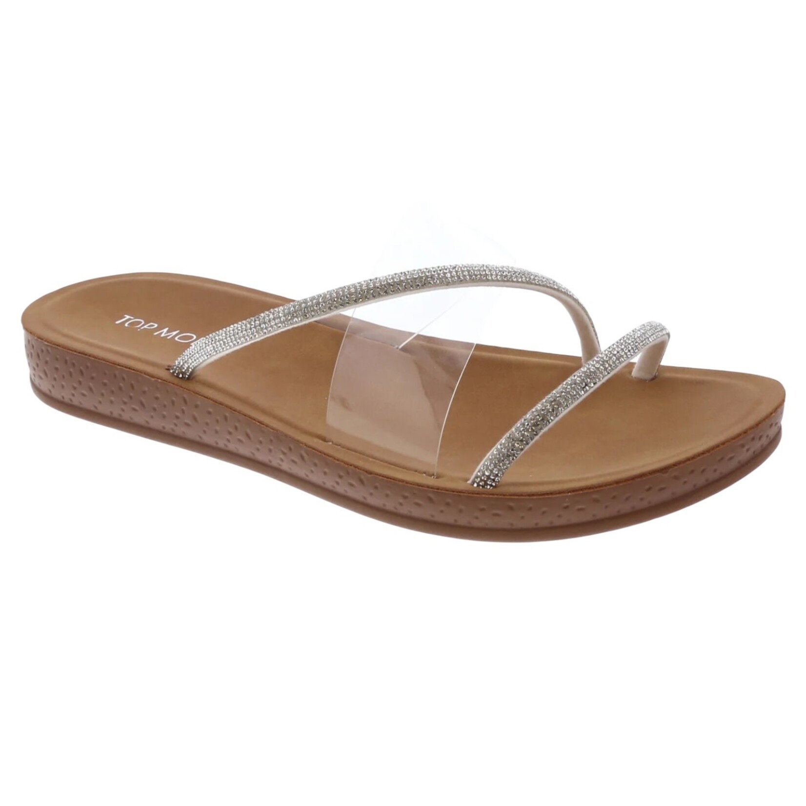 TOP MODA TOP MODA CLEAR RHINESTONE SLIDE SLIPPER SOL-52