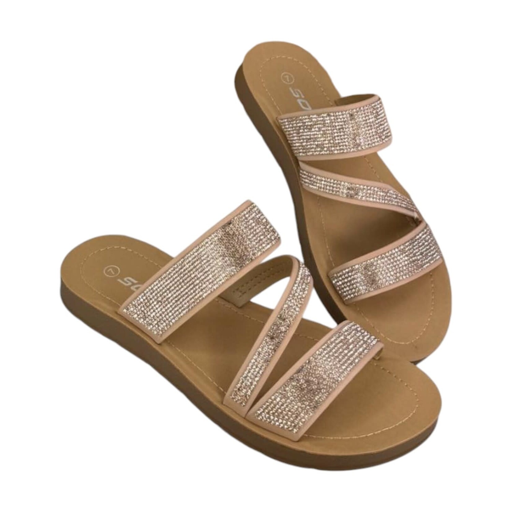 SODA SODA RHINESTONE 3 BAND SLIDE SLIPPER ZEAL