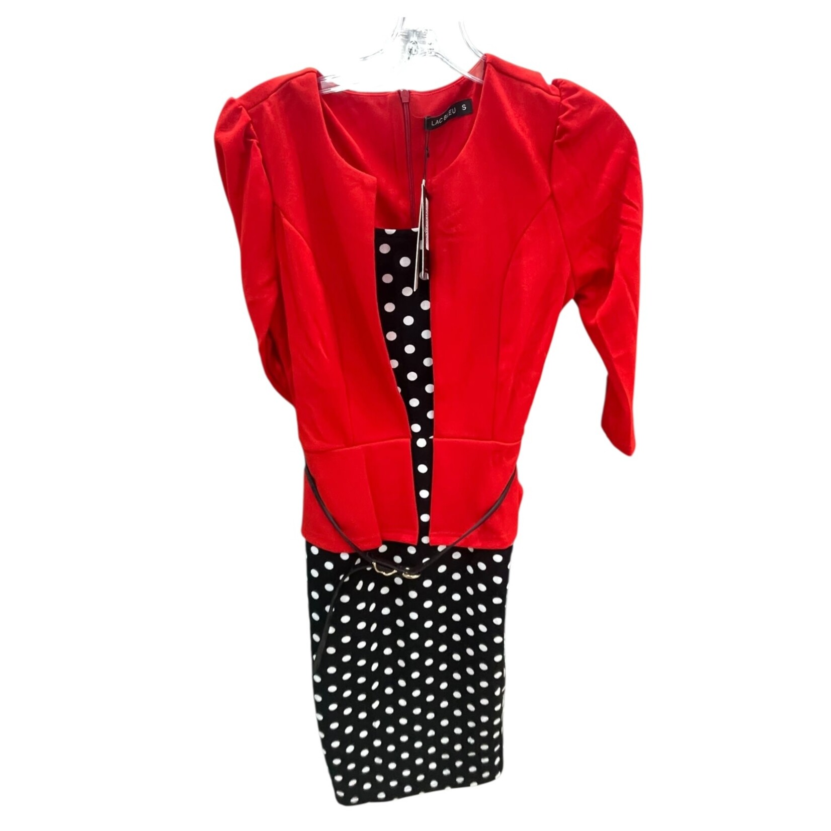 LAC BLEU LAC BLEU POLKA DOT 3/4 SLEEVE DRESS B5066