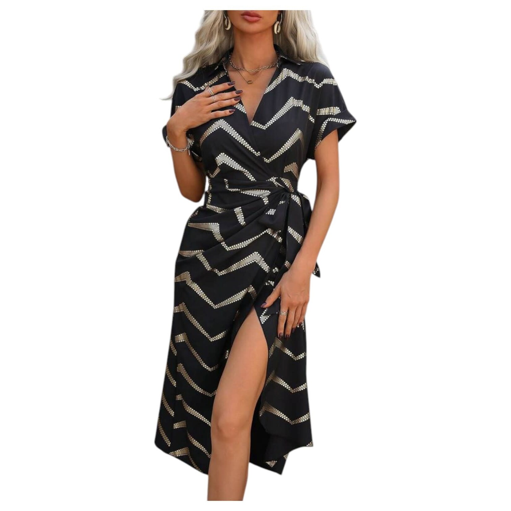 MISS KELLY MISS KELLY SHORT SLEEVE WRAP DRESS SD5473