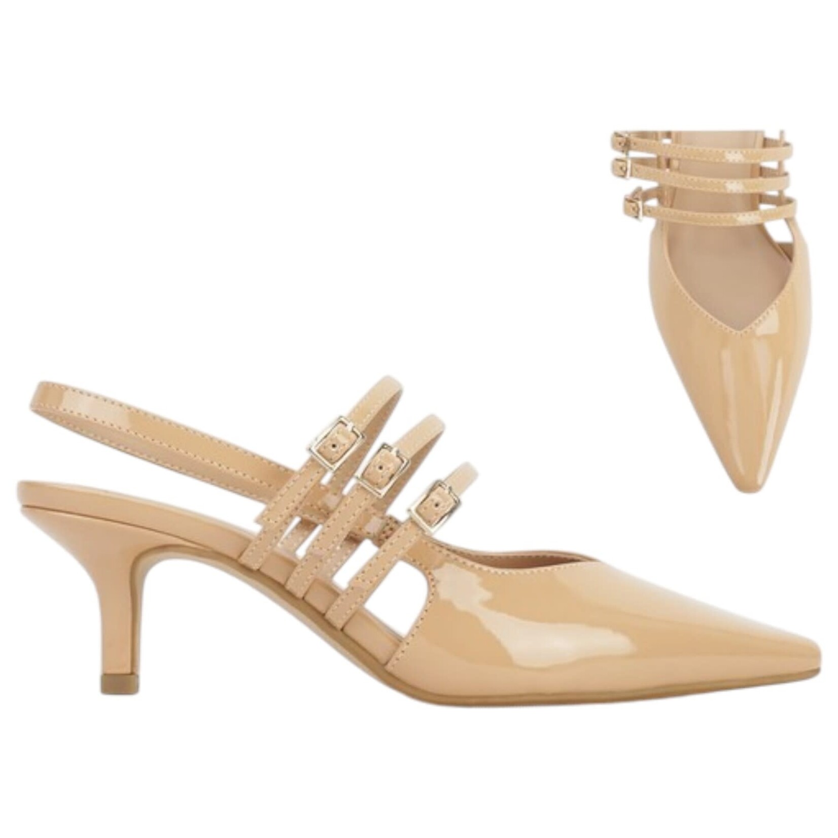 DELICIOUS DELICIOUS POINTED TOE SLINGBACK KITTEN HEEL FELICIA