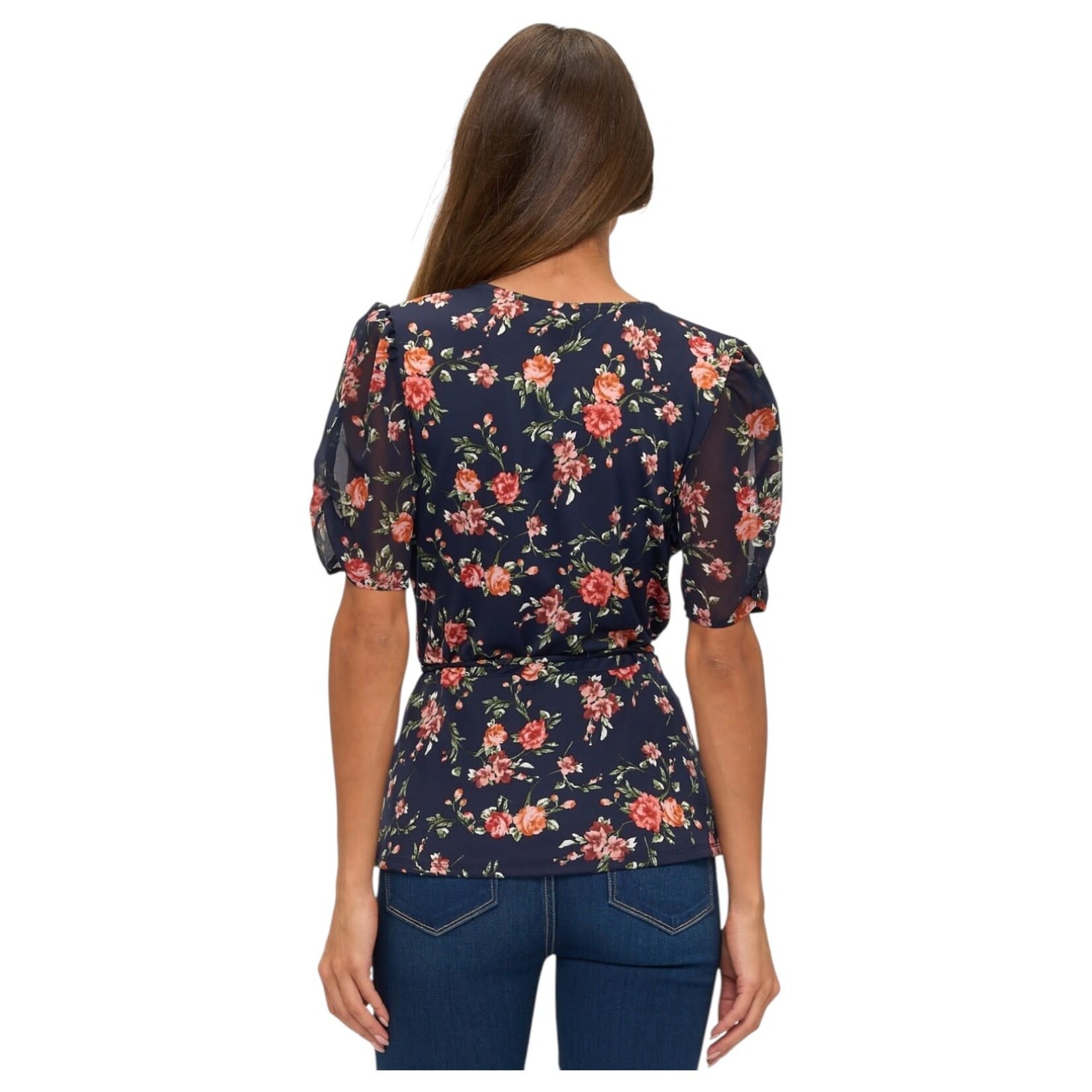 PERSEPTION PERSEPTION SIDE TIE PUFF SHORT SLEEVE TOP TP-MS-1095