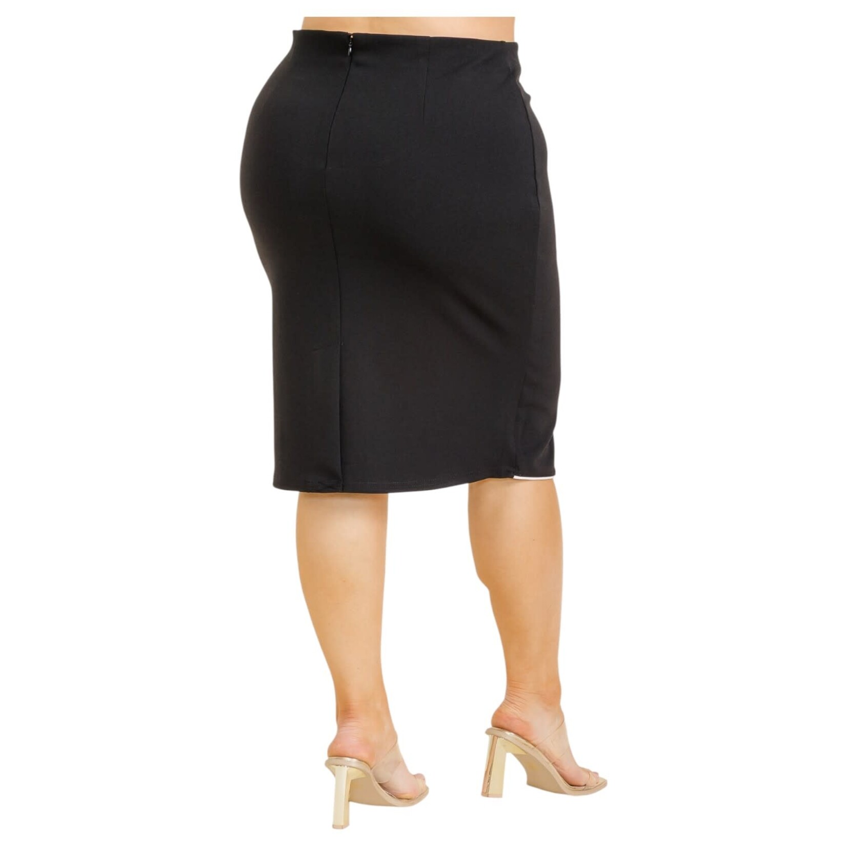 DAZZ DAZZ PLUS CREPE PIPING DETAIL PENCIL SKIRT D14893P