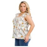 PERSEPTION PERSEPTION PLUS RUFFLE DETAIL V-NECK CAP SLEEVE TOP TP-WM-2114