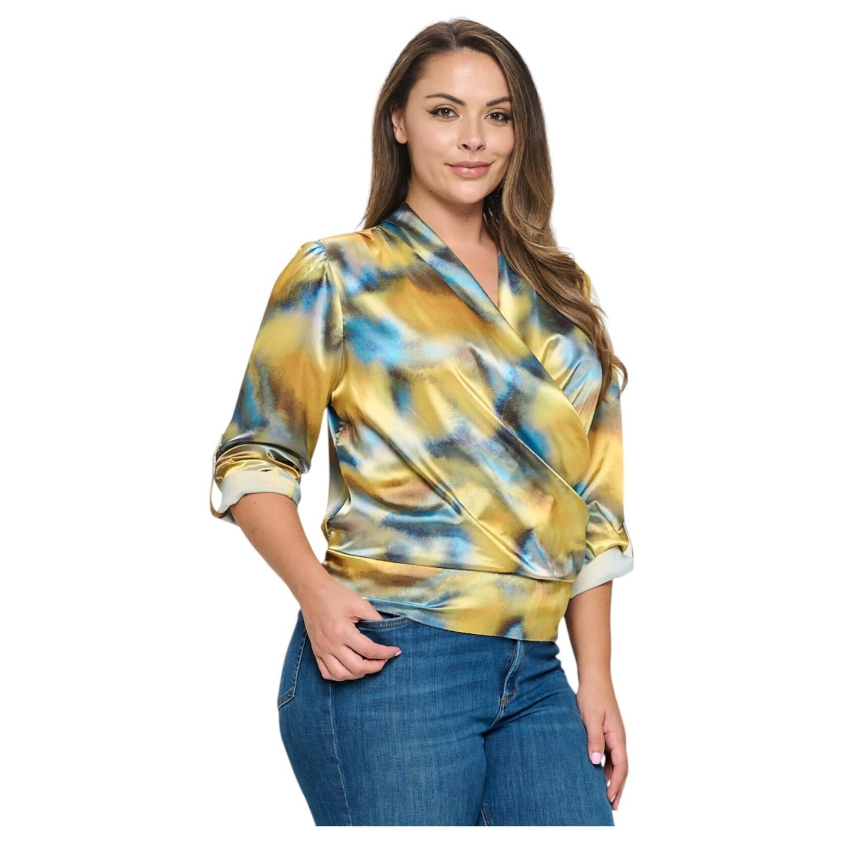 DNA DNA PLUS SATIN ROLL LONG SLEEVE TOP 3464XT-23039