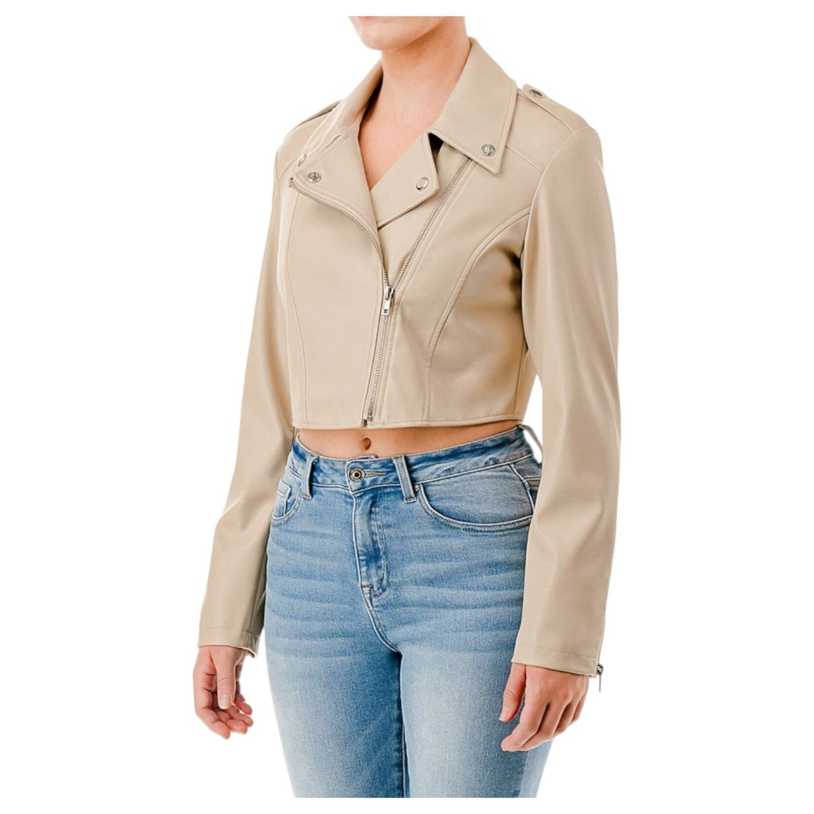 AMBIANCE APPAREL AMBIANCE PU CROP BIKER JACKET 76832