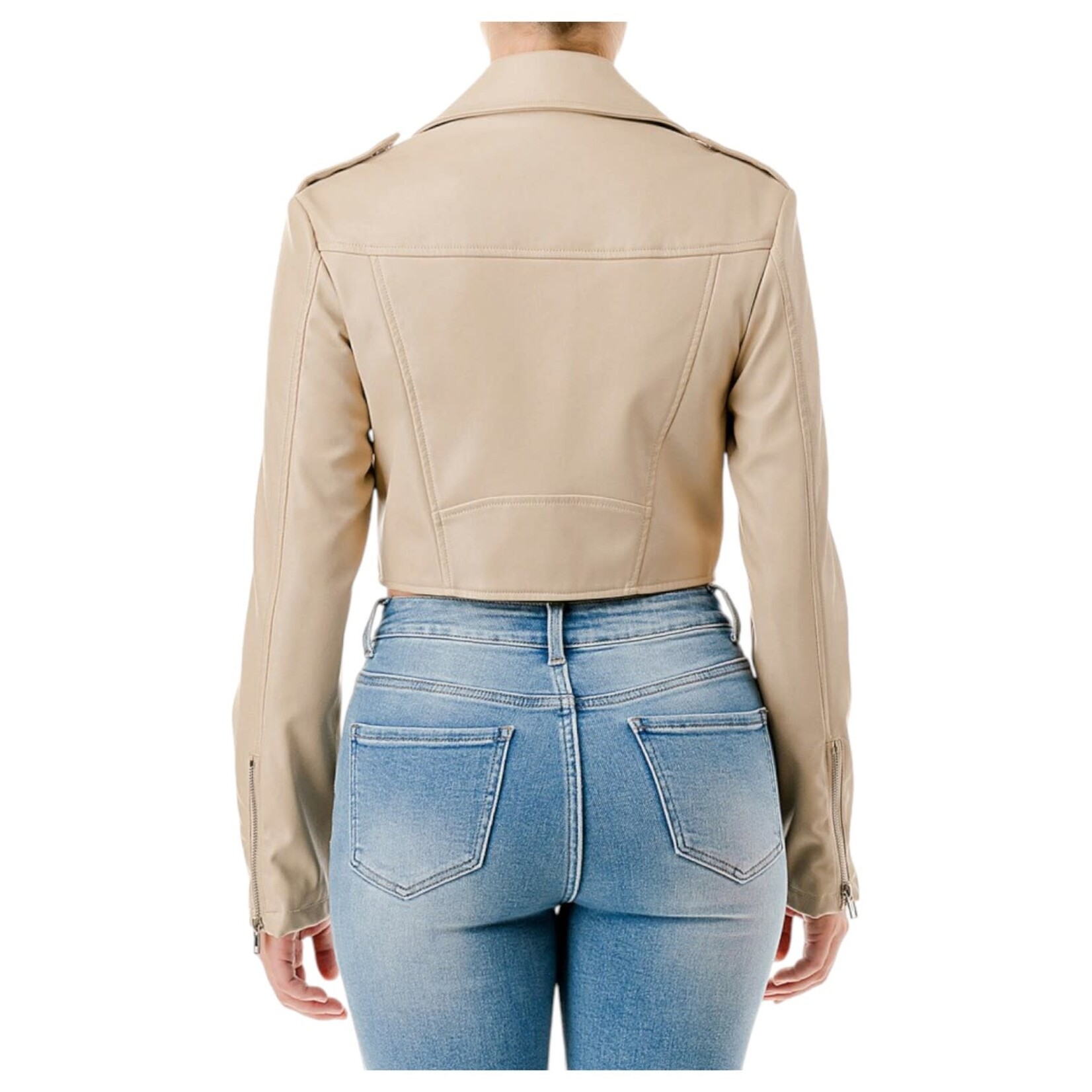 AMBIANCE APPAREL AMBIANCE PU CROP BIKER JACKET 76832