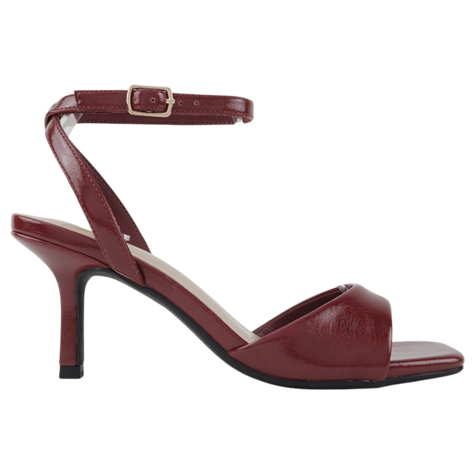 DELICIOUS DELICIOUS SQUARE TOE ANKLE STRAP HEEL FURROW