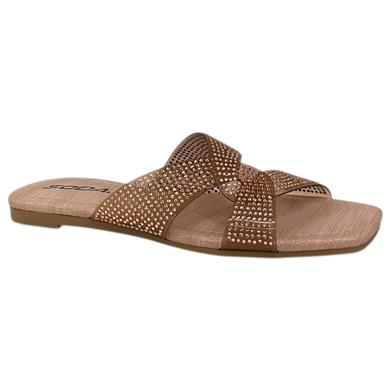 SODA SODA RHINESTONE CROSS BAND SLIPPER EDNA