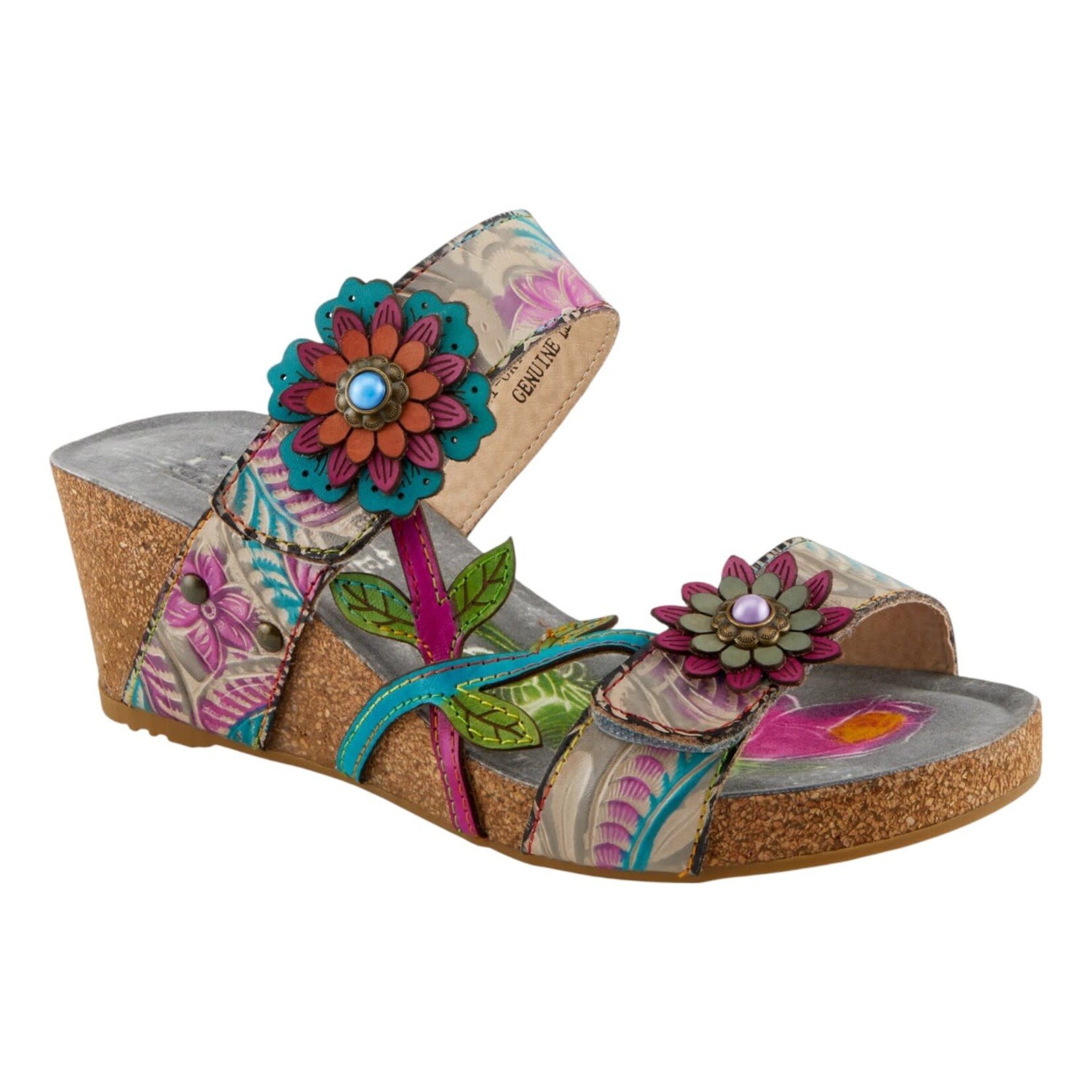 L'ARTISTE L'ARTISTE FLORAL SLIDE WEDGE MOAI
