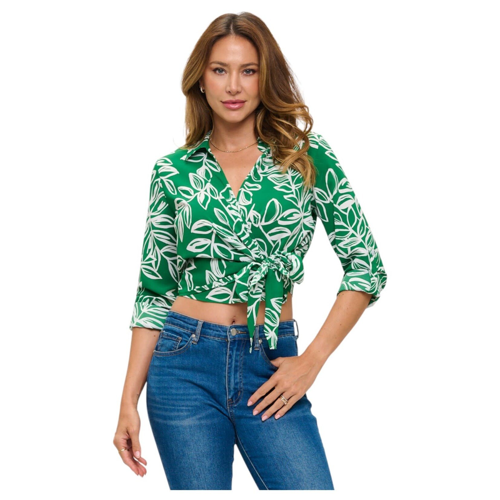 DNA DNA ROLL TAB LONG SLEEVE WRAP TOP 5495T-23061