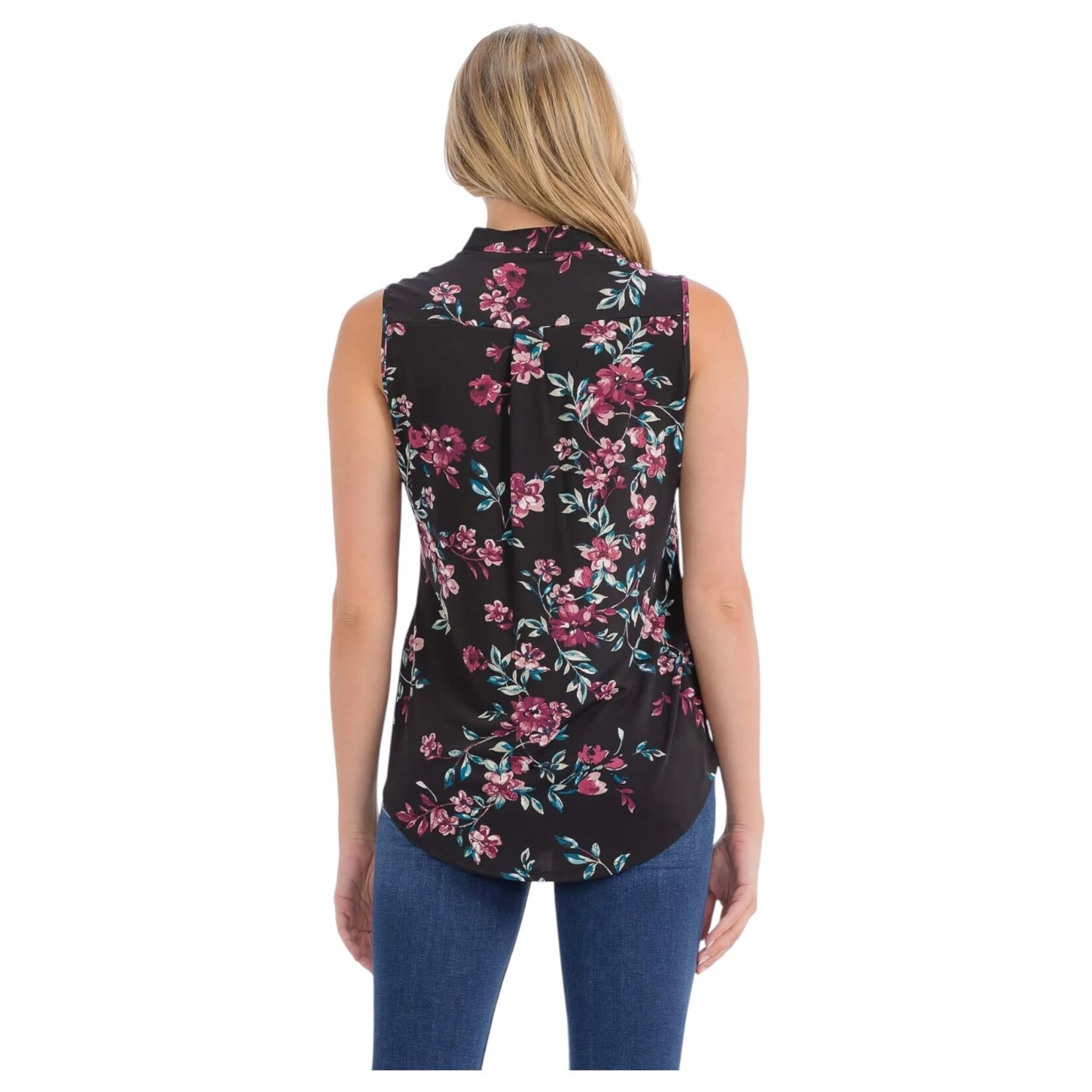 PERSEPTION PERSEPTION 3 BUTTON V-NECK SLEEVELESS TOP TP-MS-206