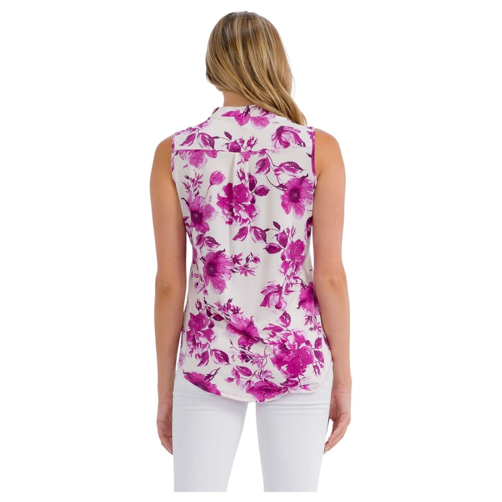PERSEPTION PERSEPTION 3 BUTTON V-NECK SLEEVELESS TOP TP-MS-206