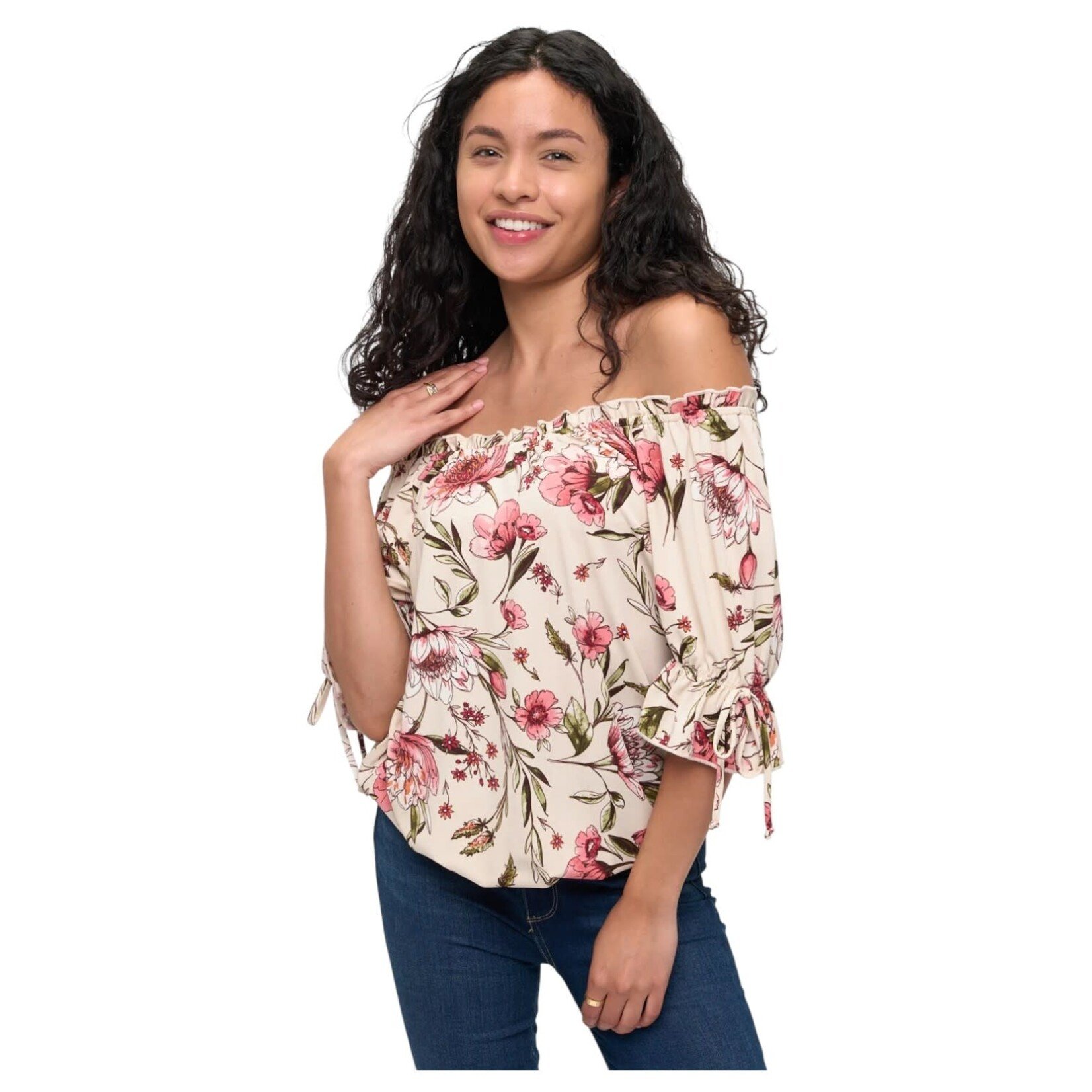 PERSEPTION PERSEPTION OFF SHOULDER TIE SHORT SLEEVE TOP TP-MT-1507