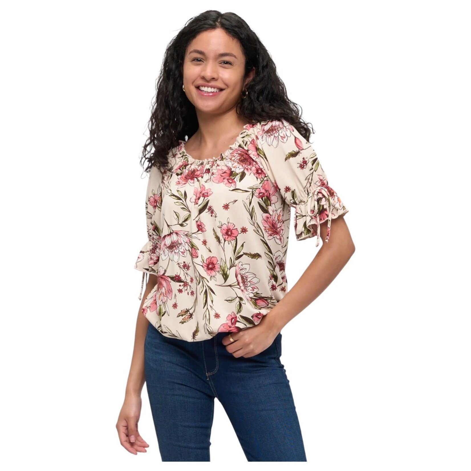 PERSEPTION PERSEPTION OFF SHOULDER TIE SHORT SLEEVE TOP TP-MT-1507