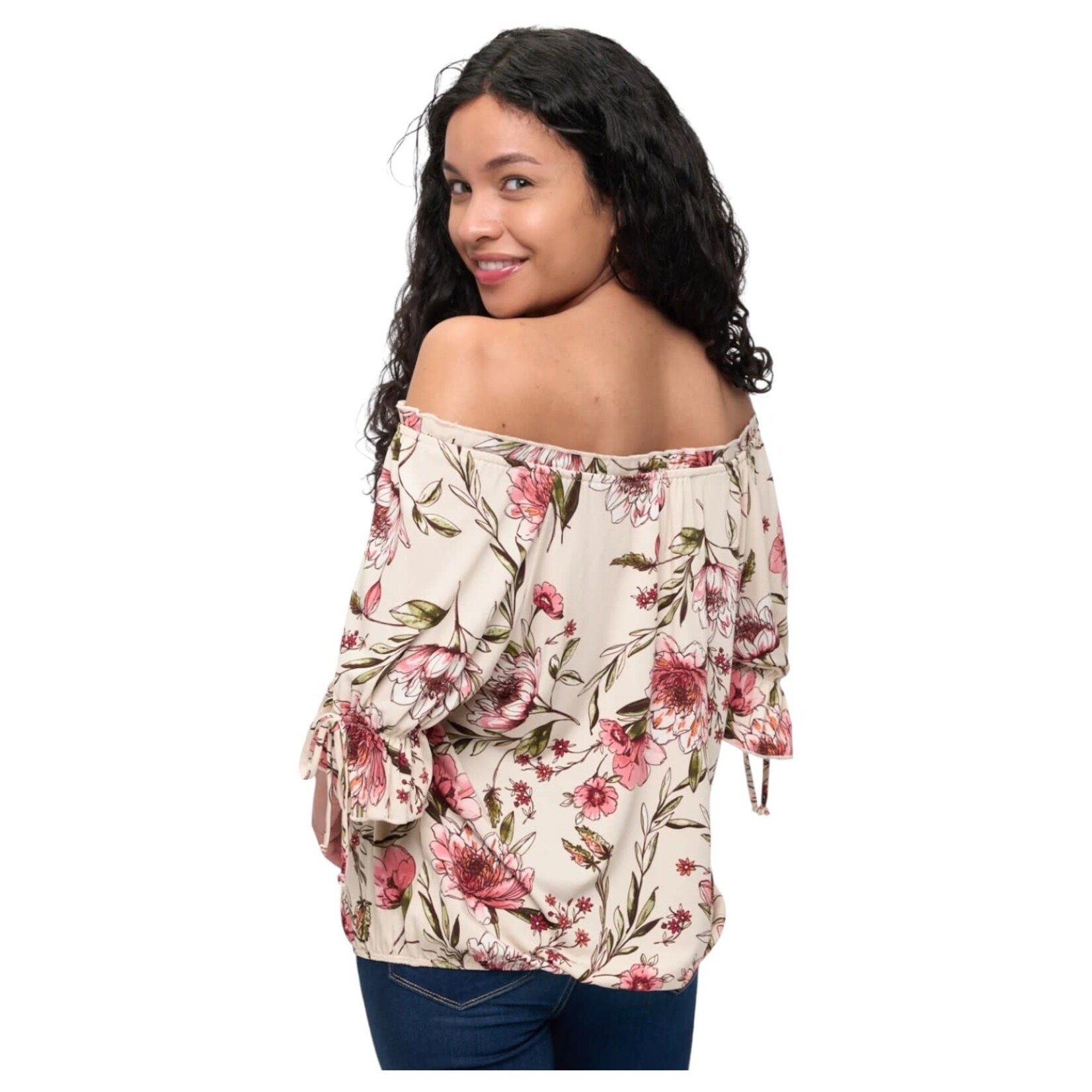 PERSEPTION PERSEPTION OFF SHOULDER TIE SHORT SLEEVE TOP TP-MT-1507