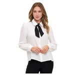 CHOCOLATE CHOCOLATE CONTRAST TIE NECK LONG SLEEVE TOP MT4814