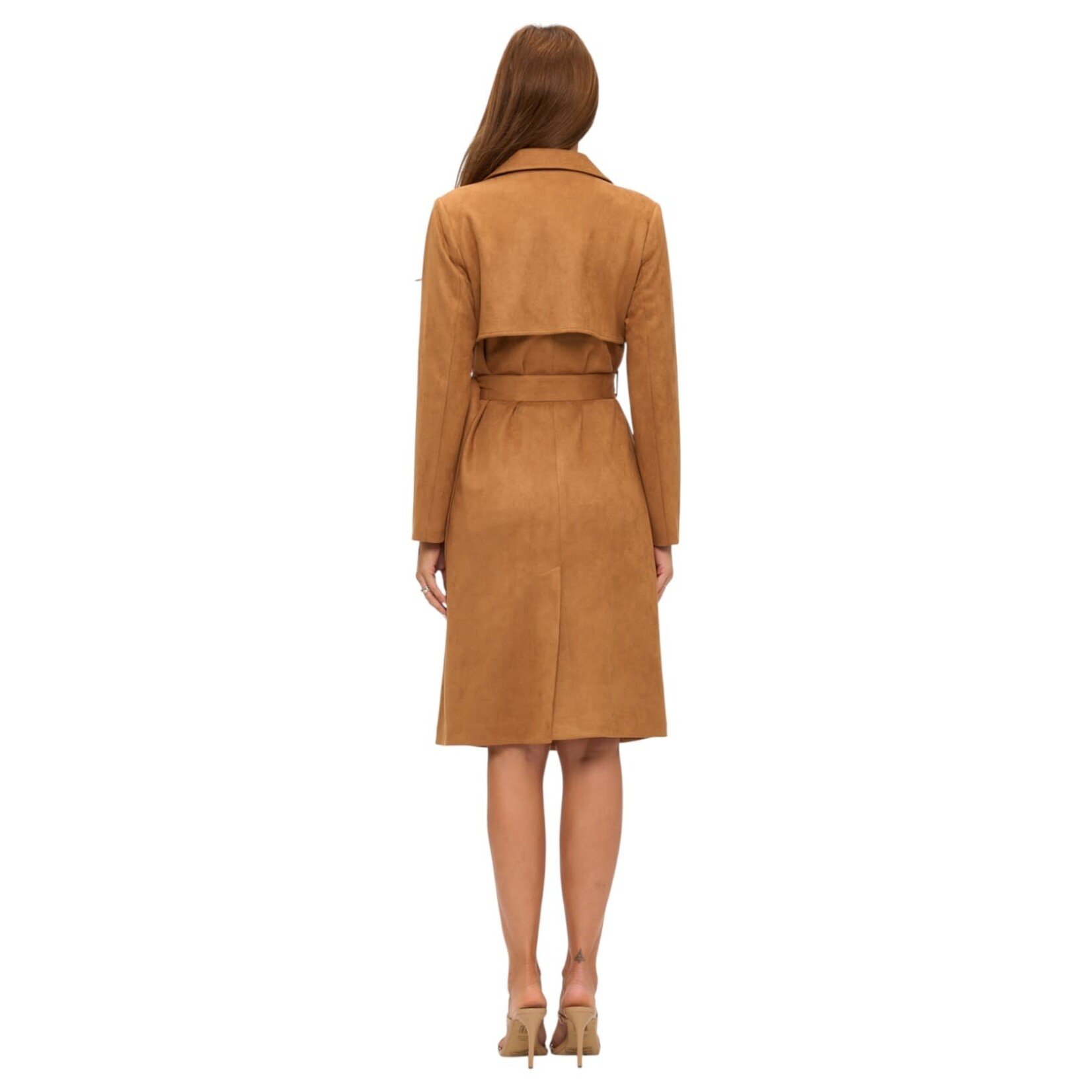 CHOCOLATE CHOCOLATE SUEDE BELTED LONG COAT MJ5563