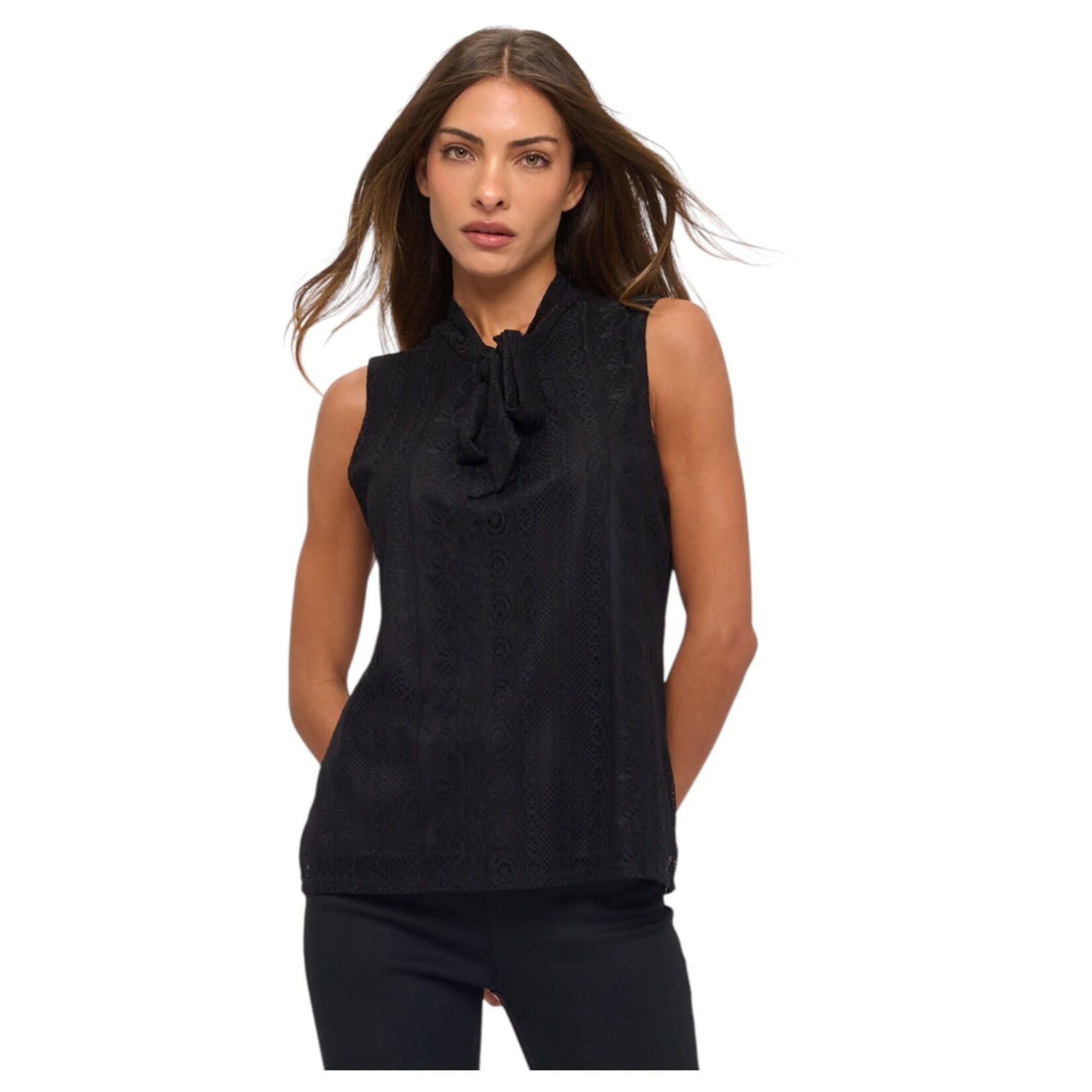 PERSEPTION PERSEPTION TIE NECK SLEEVELESS TOP TP-MS-1773