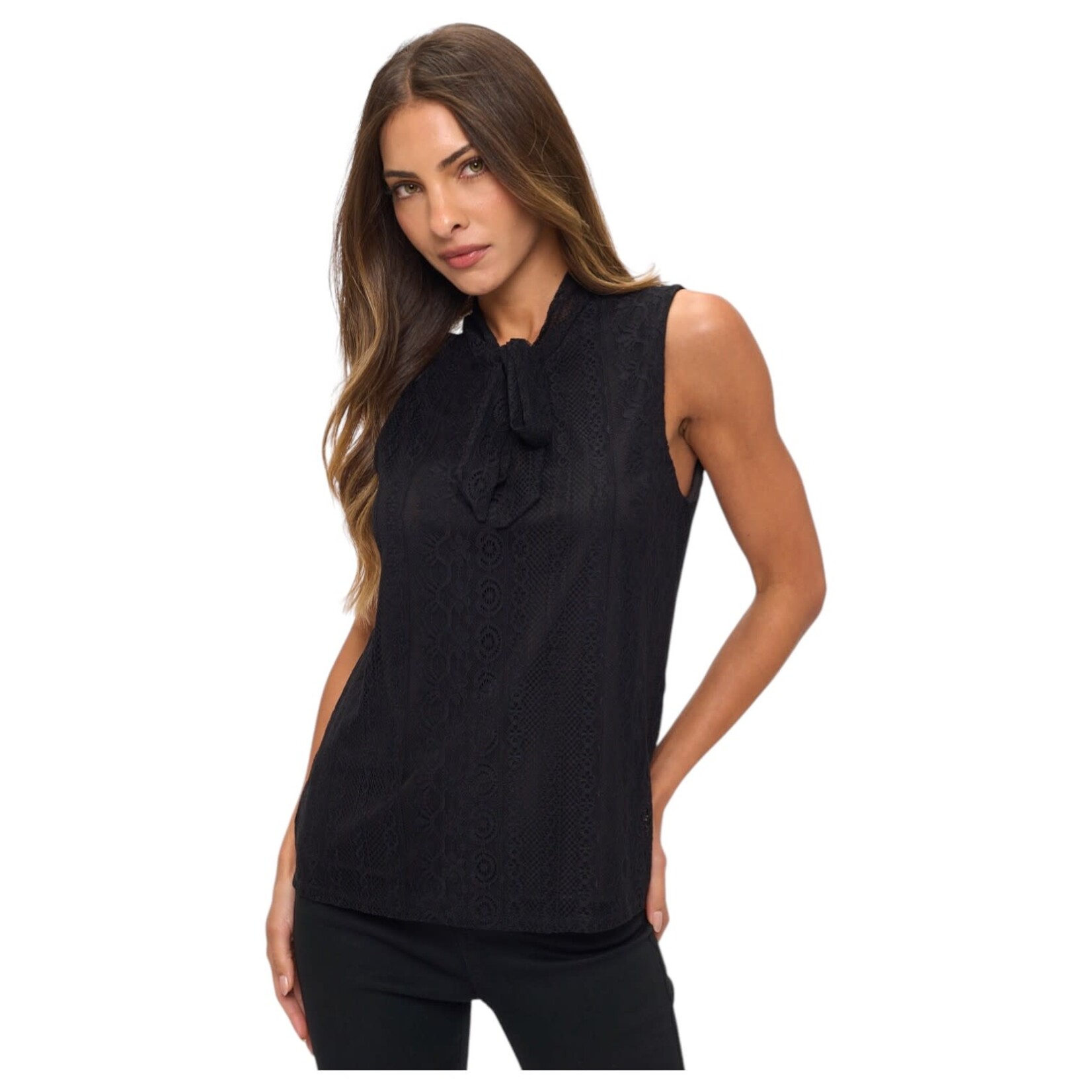 PERSEPTION PERSEPTION TIE NECK SLEEVELESS TOP TP-MS-1773