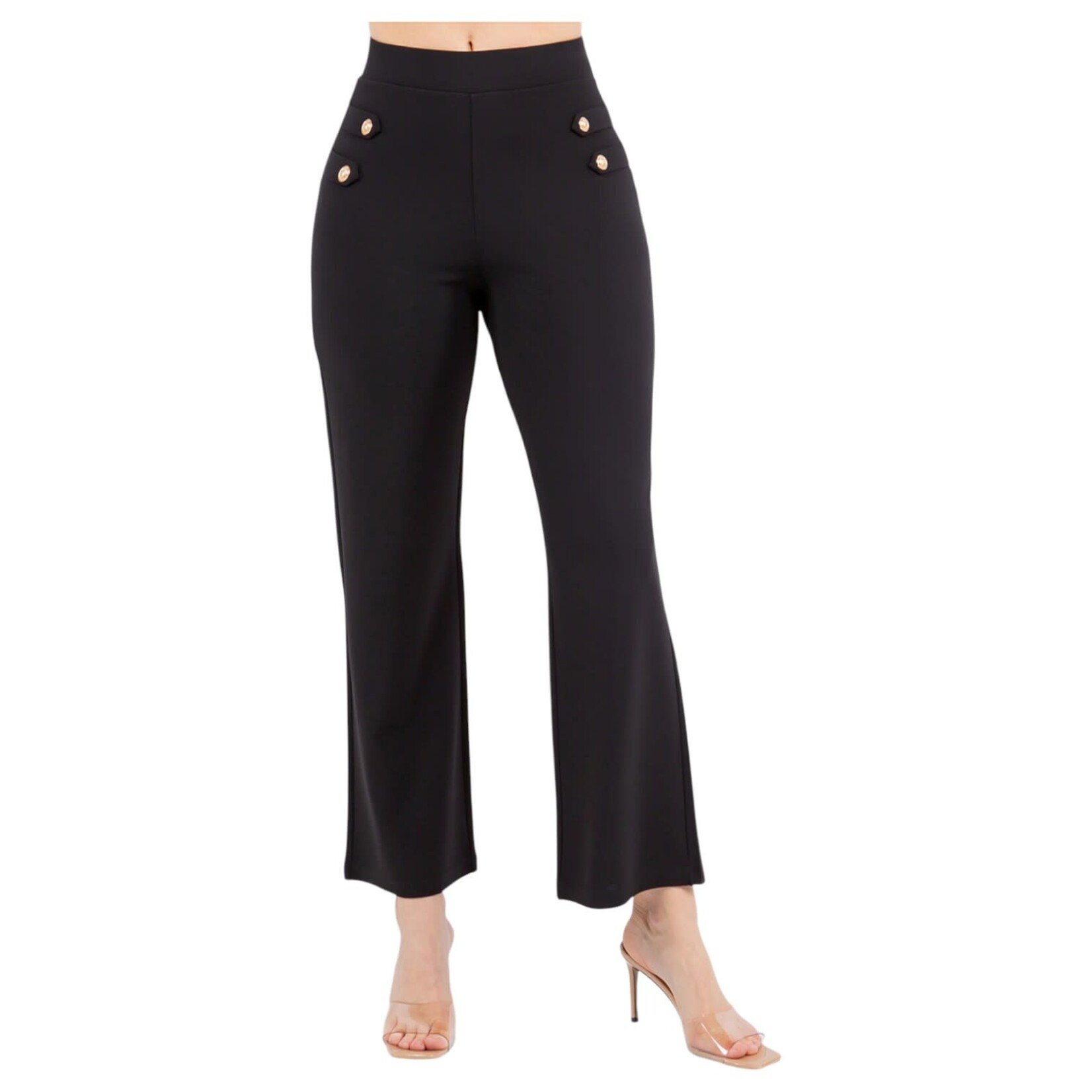 LOVE POEM LOVE POEM KNIT CREPE 4 BUTTON DETAIL DRESSPANT CRE306