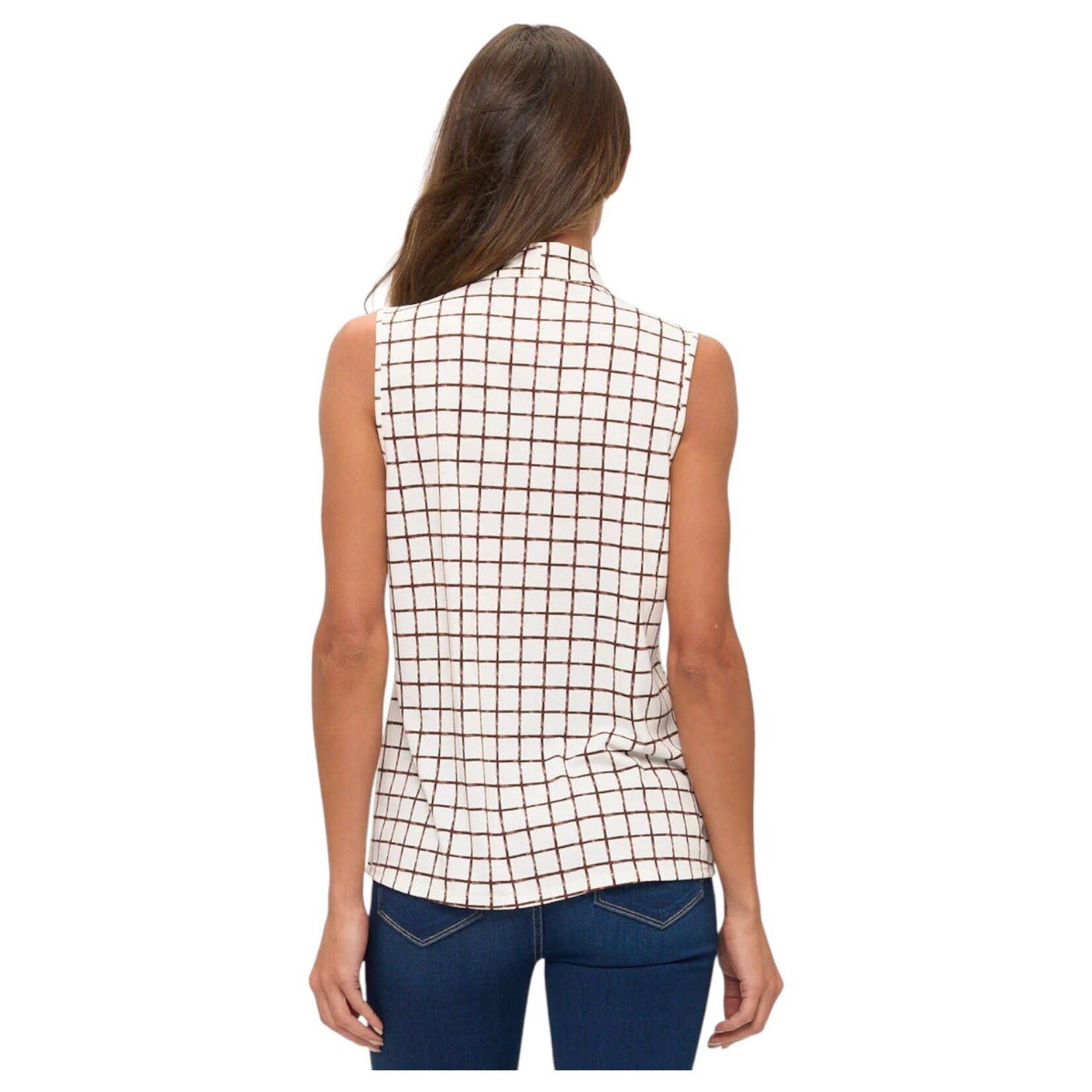 PERSEPTION PERSEPTION TIE NECK SLEEVELESS TOP TP-MS-2208