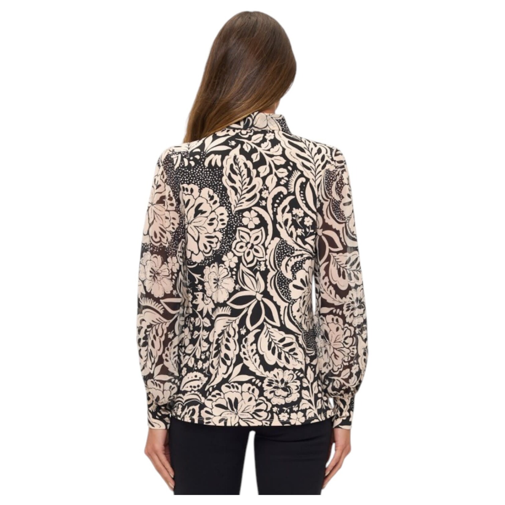 PERSEPTION PERSEPTION TIE NECK LONG SLEEVE TOP TP-MS-2216