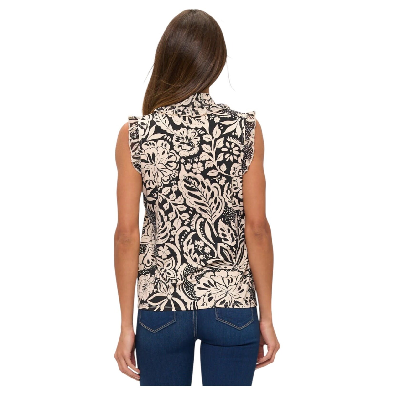 PERSEPTION PERSEPTION NECK TIE SLEEVELESS TOP TP-MS-2199