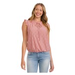 PERSEPTION PERSEPTION EYELET RUFFLE DETAIL TIE NECK SLEEVELESS BUBBLE HEM TOP TP-MS-2058