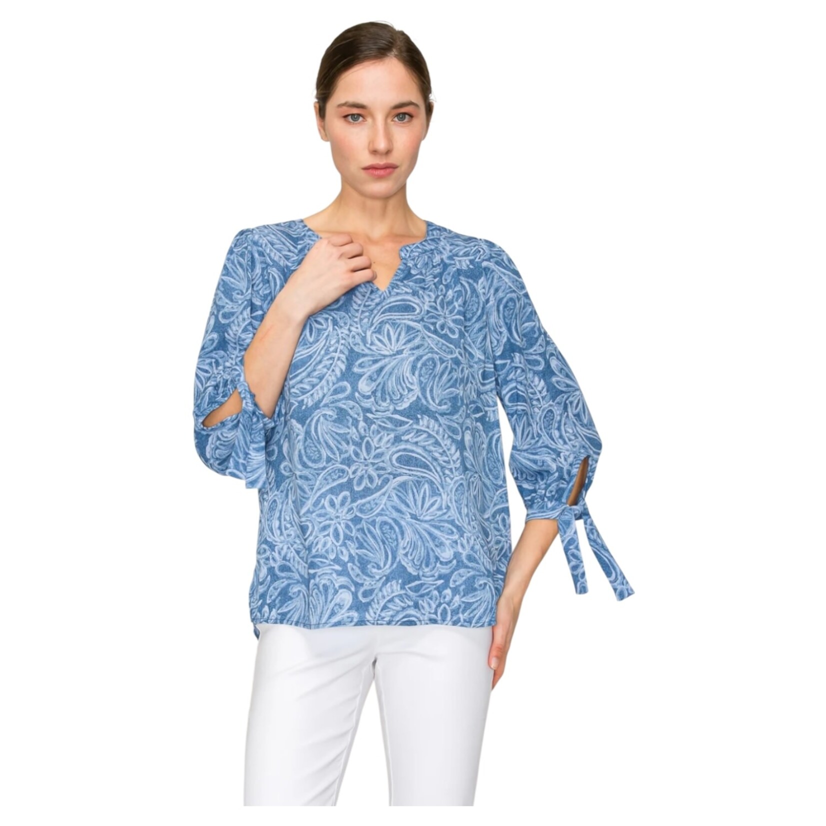 PERSEPTION PERSEPTION 3/4 TIE SLEEVE TOP TP-MS-2014