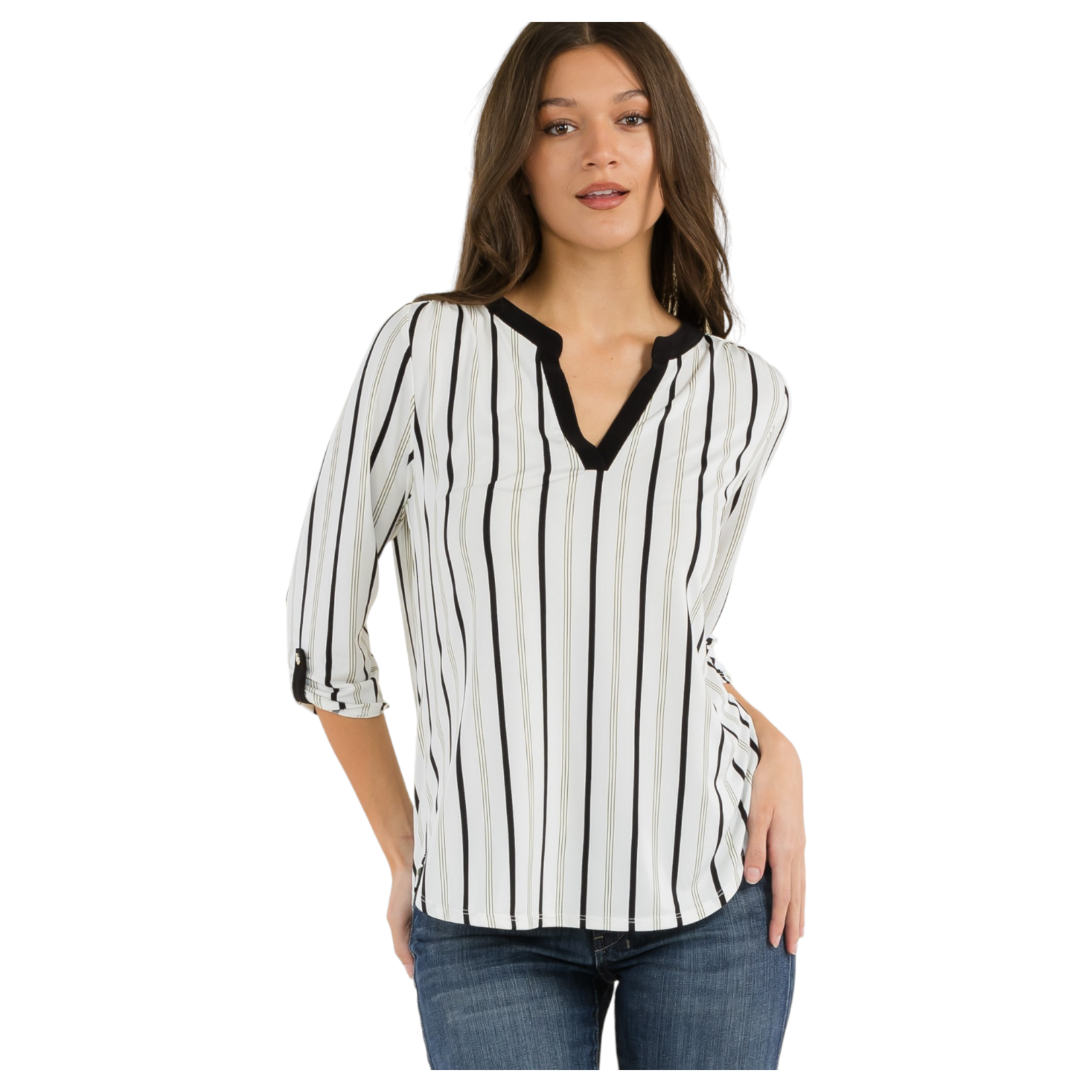 PERSEPTION PERSEPTION ROLL TAB LONG SLEEVE TOP TP-MS-1736